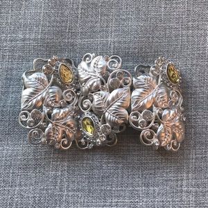 Statement leaf bracelet with rhinestones